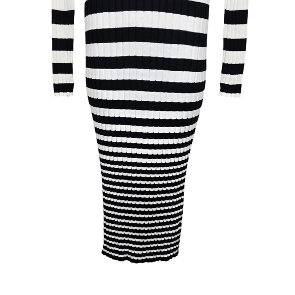 Eloquii Womens Black Ivory Mock Neck Stripe Sweater Midi Dress Size 18/20 NWT - Picture 3 of 8